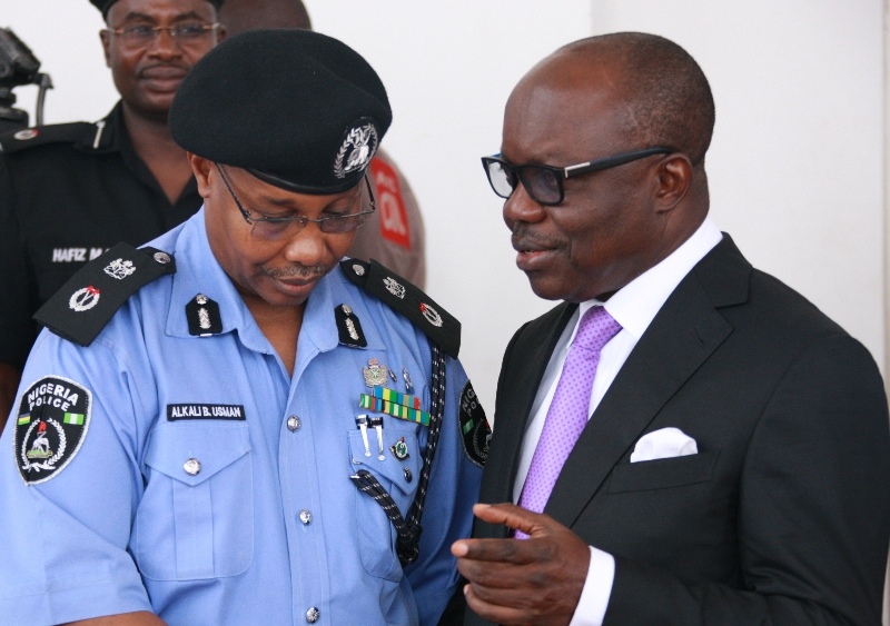 VISIT: Governor Emmanuel Uduaghan of Delta State (right) and  the new Commissioner of Police for Delta State, Mr. Alkali Baba Usman (left) when the new Commissioner of Police visited the Governor in Asaba
