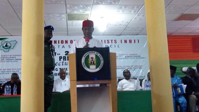 Delta NUJ Press Week: Okowa Urges Journalists To Shun Hate Reports *Pledges To Build, Furnish Press Centre Project