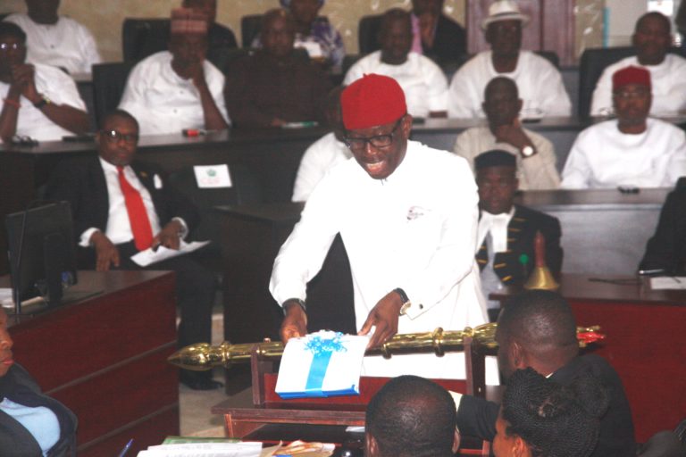 Gov. Okowa Presents N298 Bn 2018 Budget Of Hope, Consolidation *Education N18 Bn *Health N6.6 Bn *Environment/Urban Renewal N2.2 Bn *DESOPADEC N28 Bn *DSCTDA N3 Bn