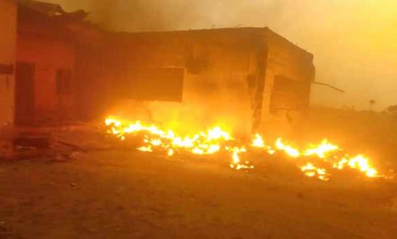 Drunken Security Man Burns INEC Office  *PVCs, Ballot Boxes, Voters Register, Generators Burnt