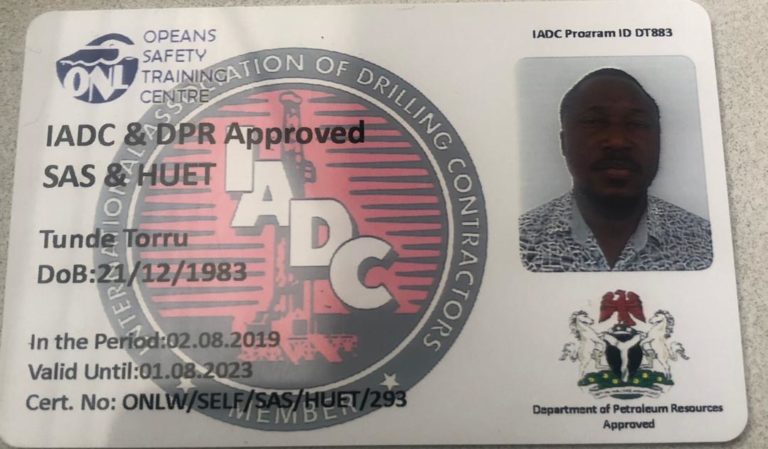 Produce Opeans Nig. Ltd IADC Accreditation for BOSIET, HUET, SAS —Larry Otu Dares Ben Nwoye