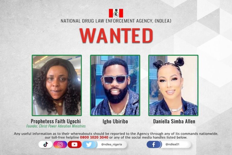 NDLEA declares prophetess, celebrity couple, wanted over seized illicit drugs