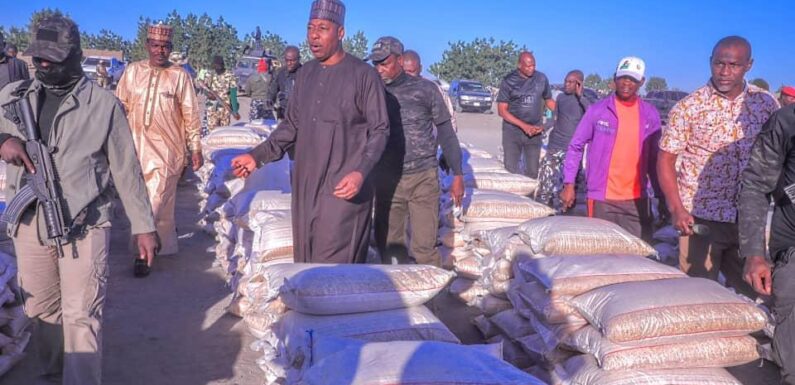 Zulum shares N221.7m, food items, others to 67,454 households in Ngala