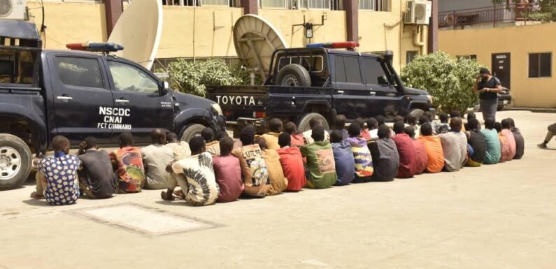 BREAKING: See 42 Suspected Bandits, Terrorists in FCT, Paraded by NSCDC