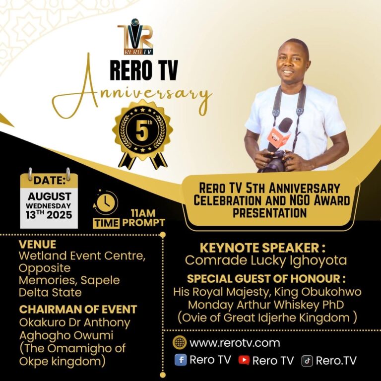 5th Anniversary: RERO TV Marks Breakthroughs with Grand Celebration in Sapele
