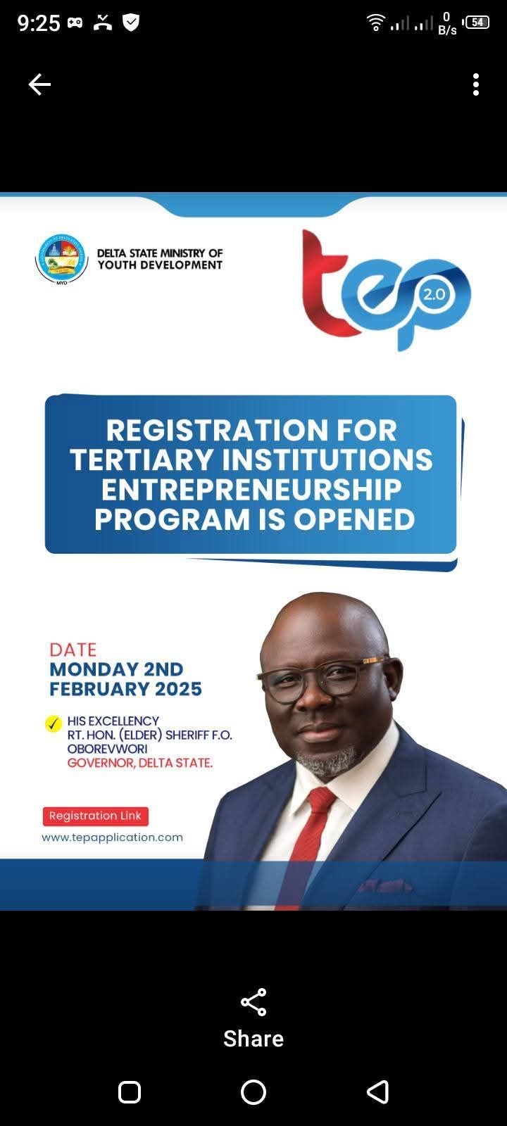 Delta Govt Opens Registration for Tertiary Institutions Entrepreneurship Programme